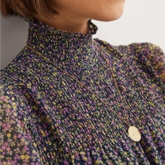 BODEN Smocked Yolk Floral Dress Tie Waist 8 NEW. 1323 - Picture 2 of 9